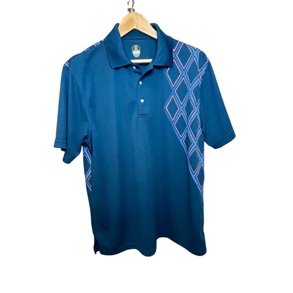 PGA Tour Pro Series Blue Golf Shirt with Diamond Design Sz L - Picture 1 of 8